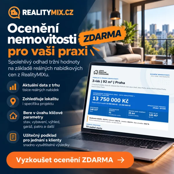 Ocenění nemovitosti pro vaši praxi zdarma — spolehlivý odhad tržní hodnoty z nabídkových cen RealityMIXu